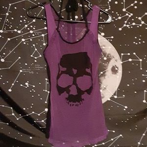 Adjustable Sweet Love Purple Fishnet Skull Tank